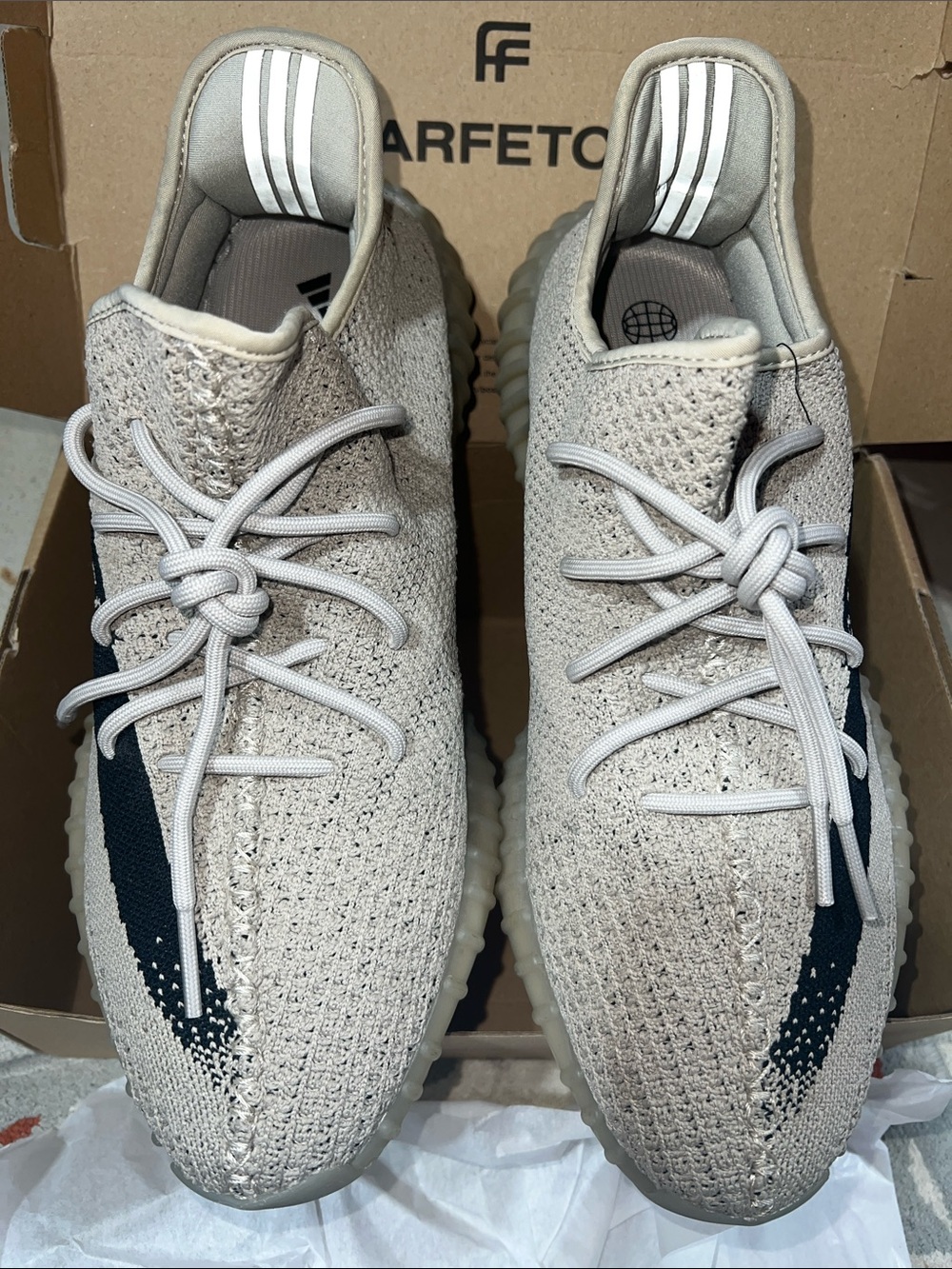 Yeezy Cream Knit Lace-Up Athletic Sneakers